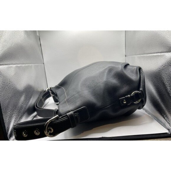 Coach 15064 Soho Black Pebbled Leather Convertible Crossbody Bag (Silver Buckle) - Picture 5 of 11